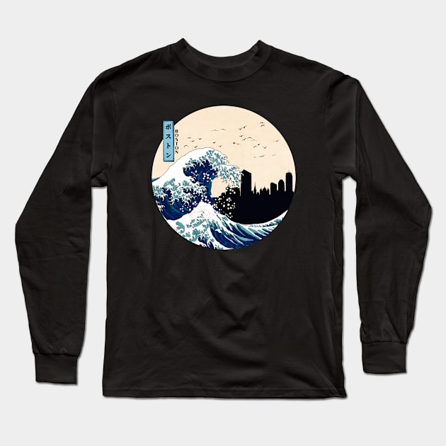 Boston Kanagawa Wave Long Sleeve T-Shirt by Ferrazi